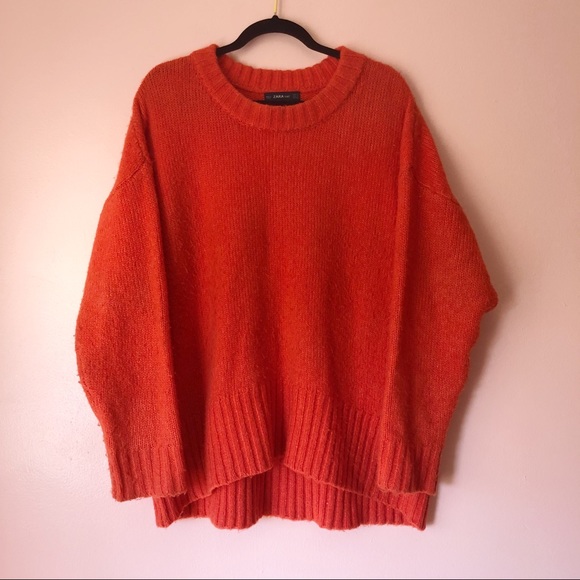 Zara Bright Orange Oversized Sweater - Picture 2 of 3